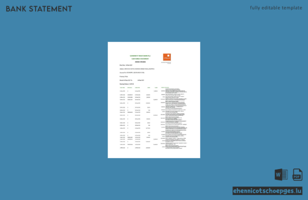 Kontoauszug der Nigeria Guaranty Trust Bank Plc (Word-Version 2, Beispielvorschau)